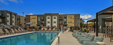New construction multifamily housing with swimming pool